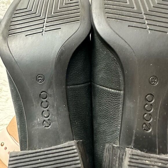 Ecco Black Nubuck Leather Block Heel Pumps Slip On Shoes Comfy Size 38 US 7-7.5 - Picture 8 of 8